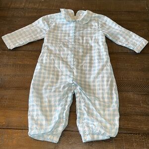 Cecil and Lou boys blue / white plaid long sleeve romper  size 2T